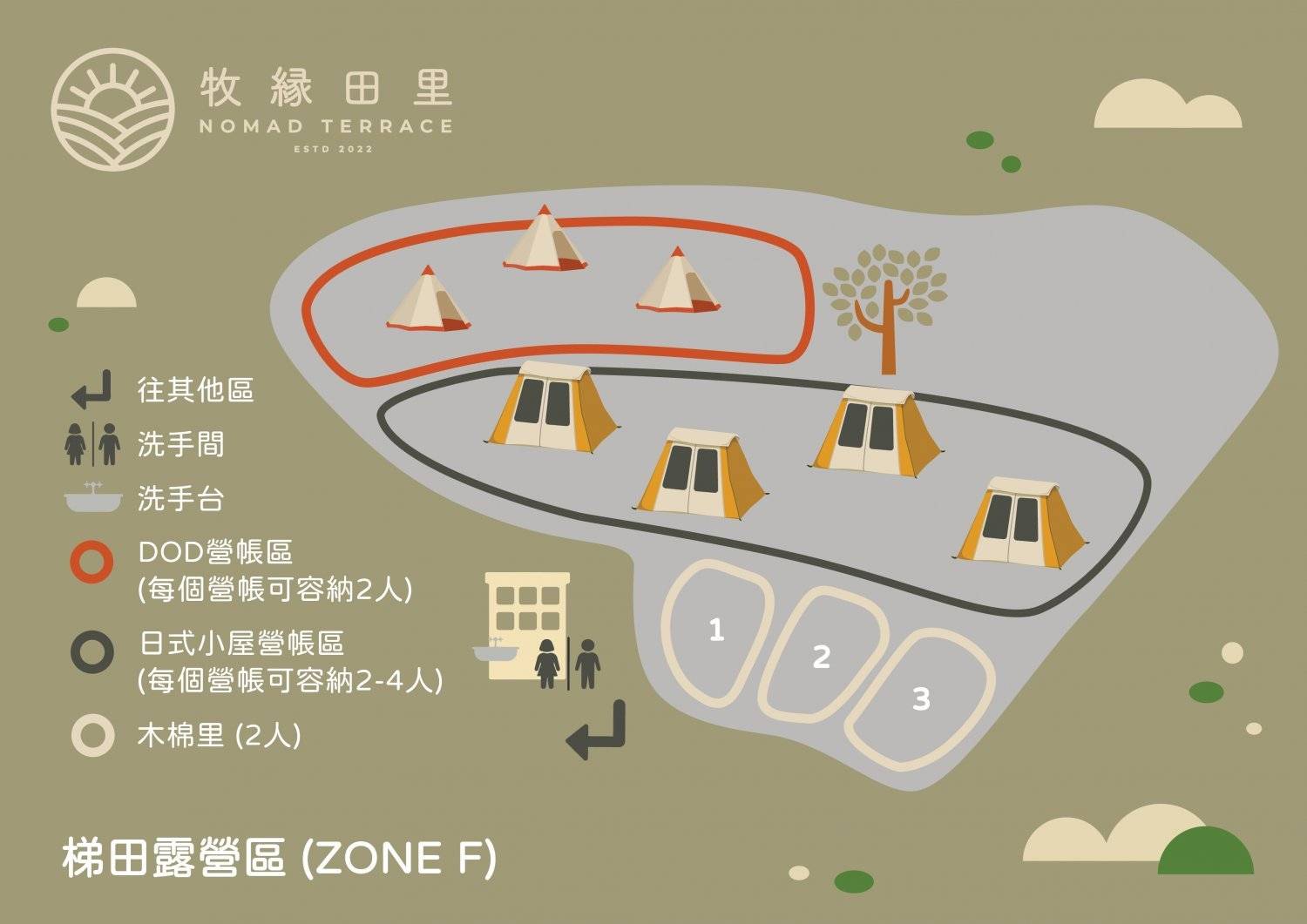 【罕有梯田露營區】2人 DOD 印第安帳篷露營(連精緻露營用具) – Zone F