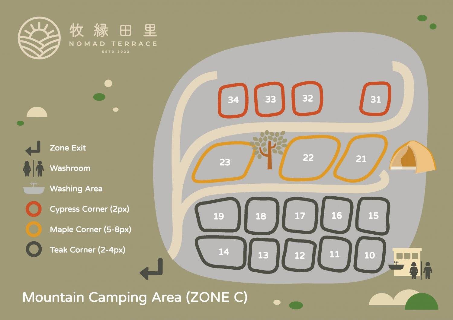 【全新山景露營區 Zone C】2-3人自攜營帳露營樂 (可租露營套裝/燒烤) – 翠柏里